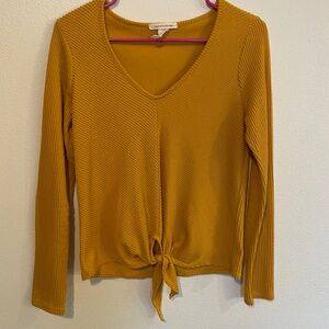 Caution To The Wind Long-sleeve Tie Top